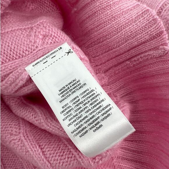 Polo Ralph Lauren Unisex Dusty Pink The Iconic Cable-Knit Sweater Size L - Picture 7 of 13